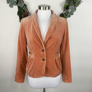 J Crew Womens Blazer Jacket Sz 6 Velvet Peplum Hem Dark Blossom Peach Classic
